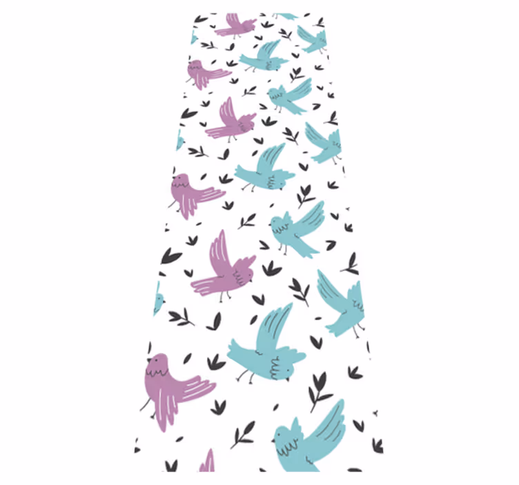 Tapis vinyle chambre oiseaux et plantes bleus et violets - TenStickers