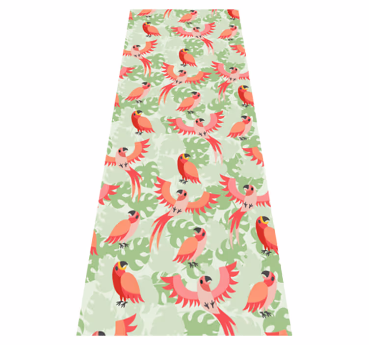 Tapis vinyle chambre oiseaux rouges sur feuilles vertes - TenStickers