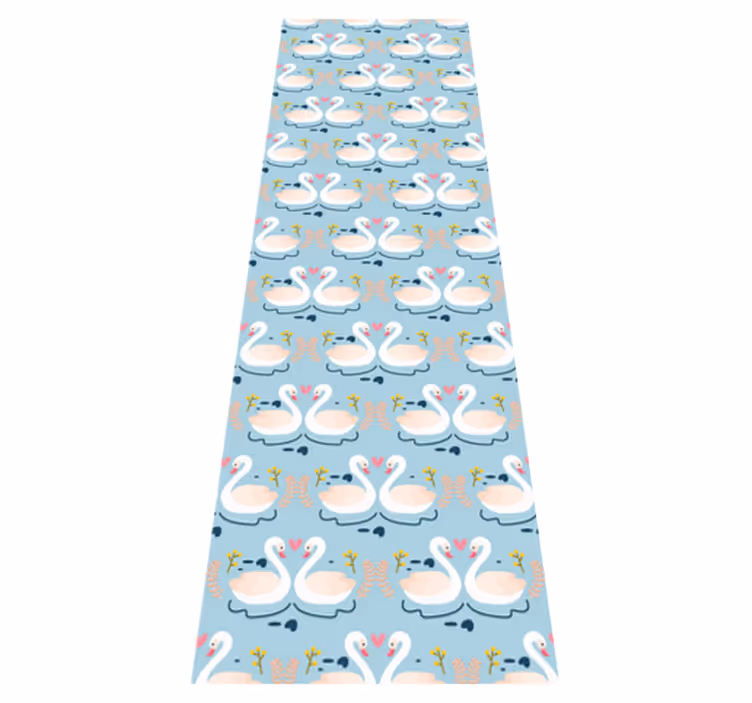Tapis vinyle chambre motif cygnes amoureux bleu - TenStickers