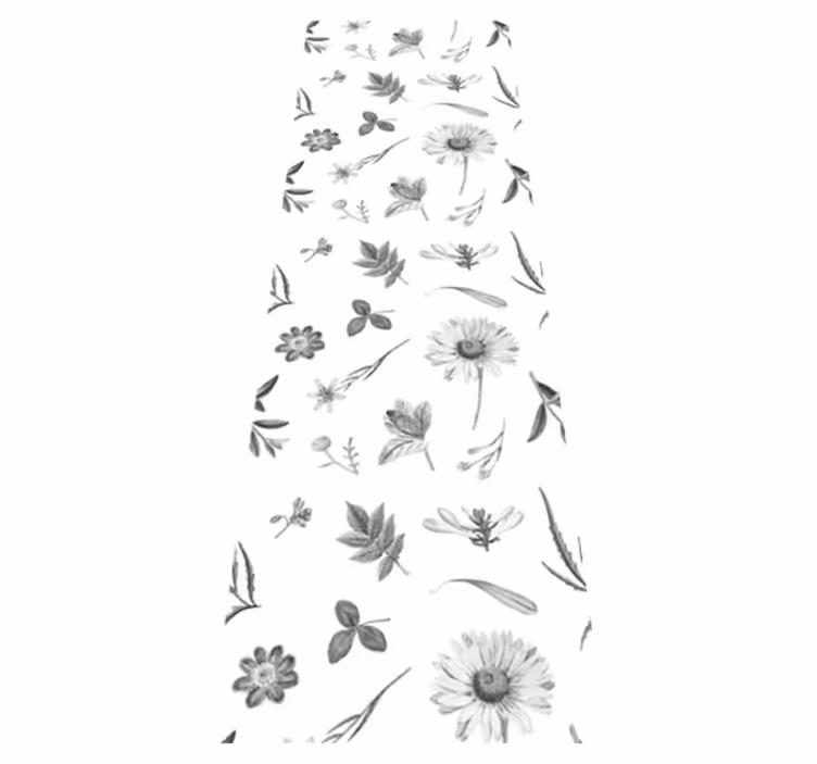 Tapis vinyle chambre fleurs grises printanières - TenStickers