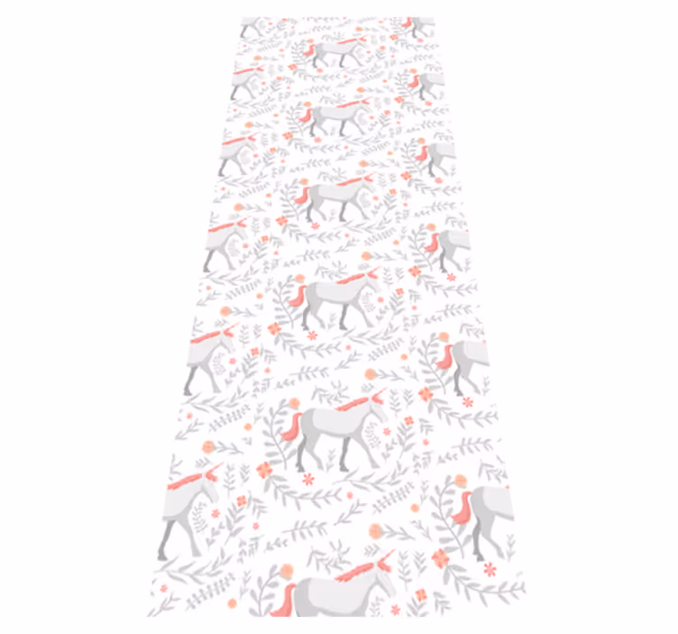 Tapis vinyle chambre motif licorne et feuilles - TenStickers