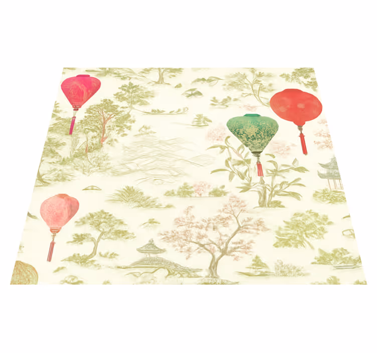 Tapis vinyle chambre paysage chinoiserie oriental - TenStickers