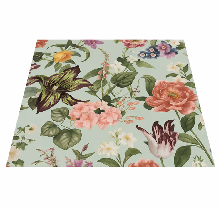 Tapis vinyle chambre fleurs colorées de printemps - TenStickers