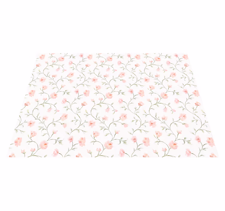 Tapis vinyle chambre fleur botanique rose - TenStickers