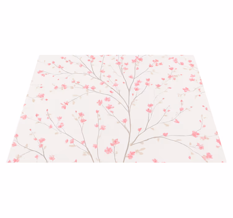 Tapis vinyle chambre arbre avec petites fleurs roses - TenStickers