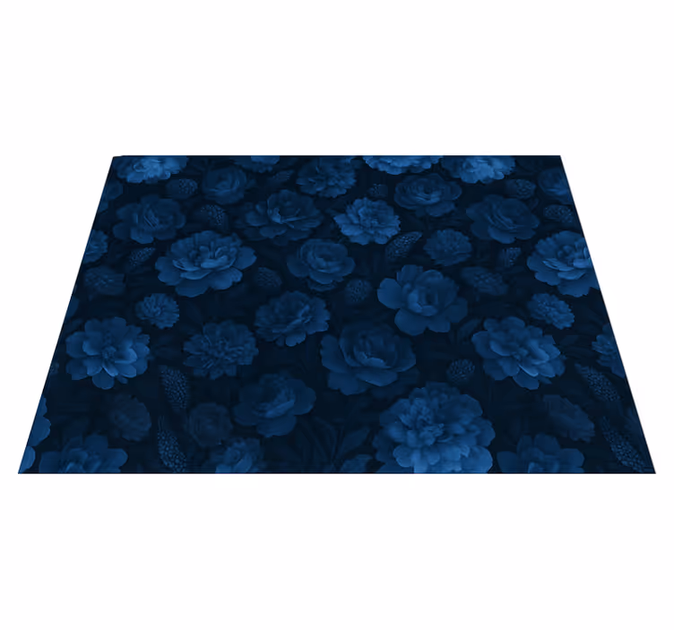 Tapis vinyle chambre motif floral bleu foncé mystérieux - TenStickers