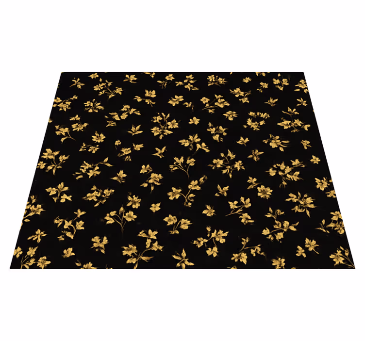 Tapis vinyle chambre fond sombre avec fleurs dorées - TenStickers
