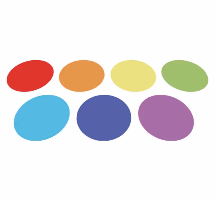 Tapis vinyle géométrique grands points arc-en-ciel - TenStickers