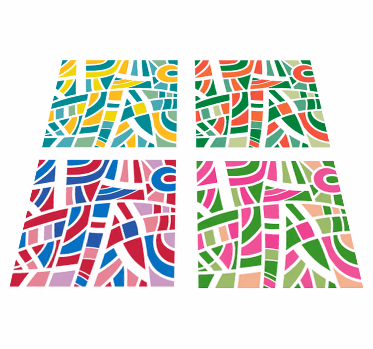 Tapis vinyle géométrique carreaux multicolores - TenStickers