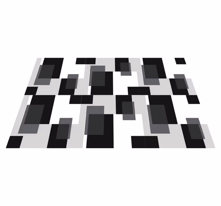 Tapis vinyle géométrique blocs de couleur noir et blanc - TenStickers