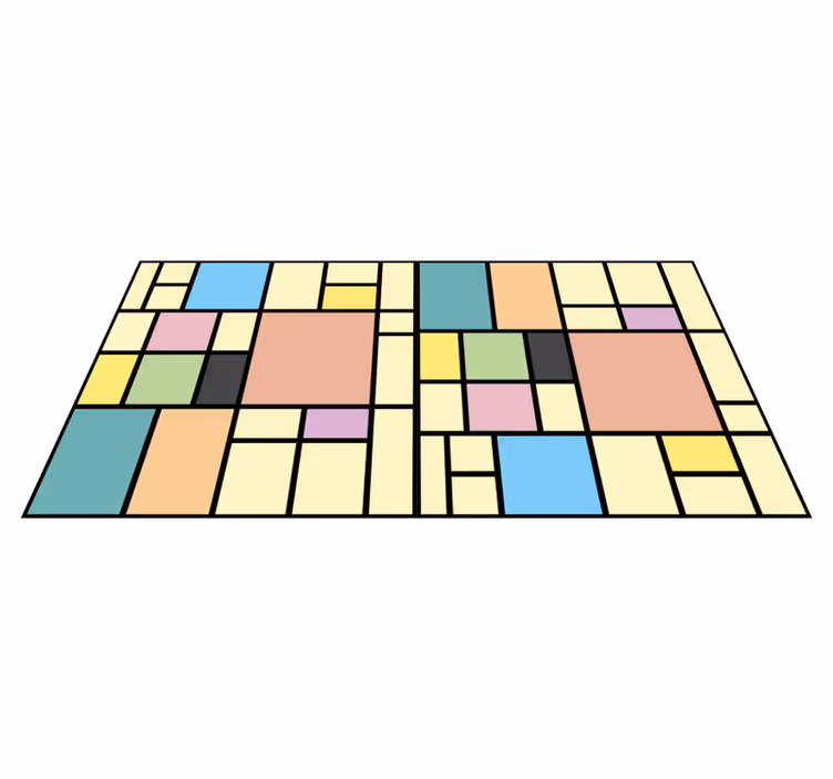 Tapis vinyle géométrique blocs de couleurs patchwork - TenStickers