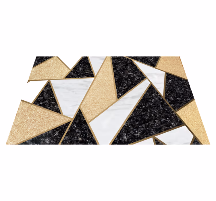 Tapis vinyle géométrique carreaux marbre noir et blanc - TenStickers
