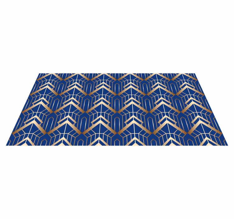 Tapis vinyle géométrique motif déco bleu et or - TenStickers