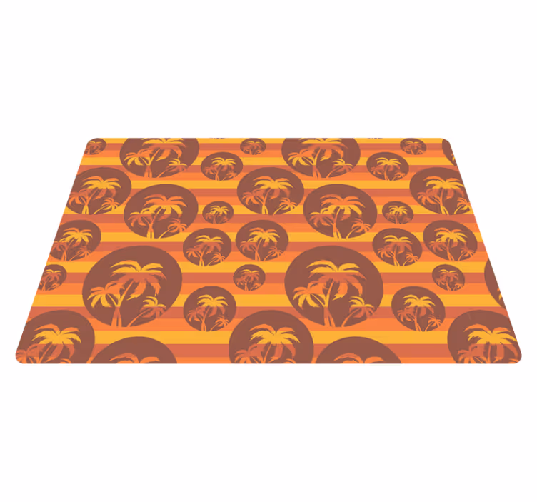 Tapis vinyle géométrique motif coucher de soleil et palmiers - TenStickers