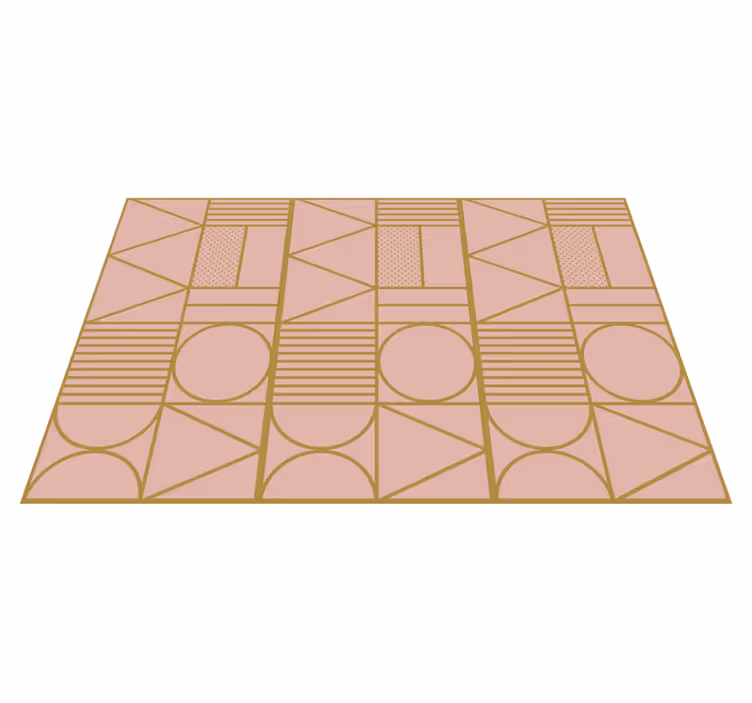Tapis vinyle géométrique blocs dorés et roses - TenStickers
