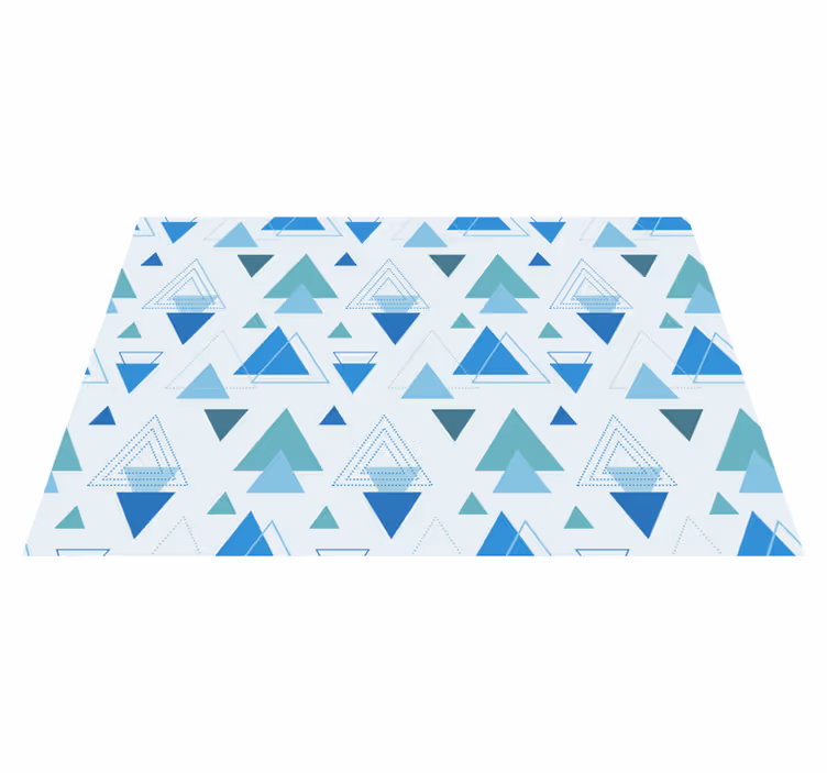 Tapis vinyle géométrique motif triangles bleus - TenStickers