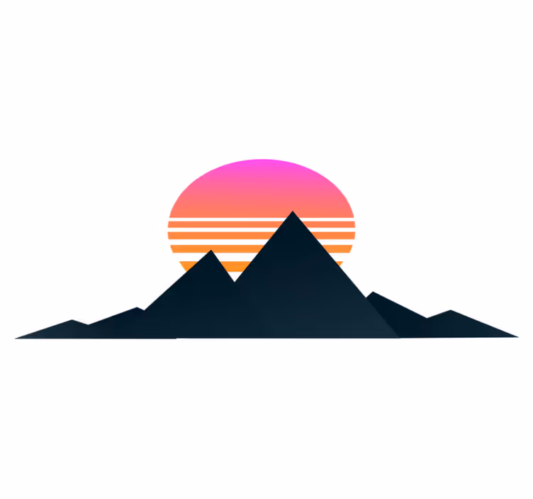 Tapis vinyle géométrique coucher de soleil en montagne - TenStickers