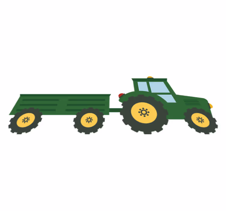 Tapis vinyle pour enfants tracteur vert et wagon - TenStickers