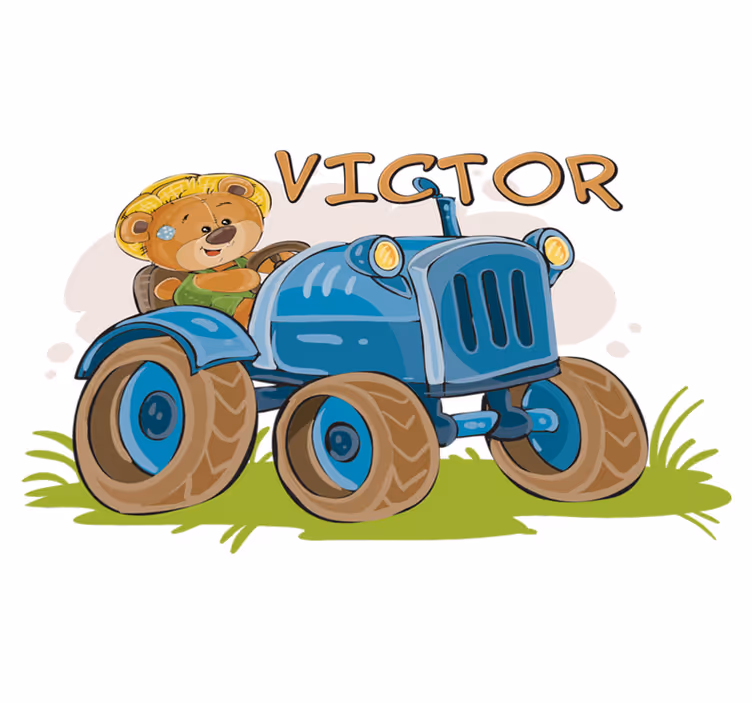 Tapis vinyle pour enfants tracteur personnalisable - TenStickers