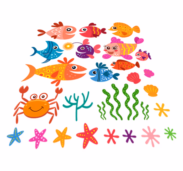 Tapis vinyle pour enfants poissons colorés - TenStickers