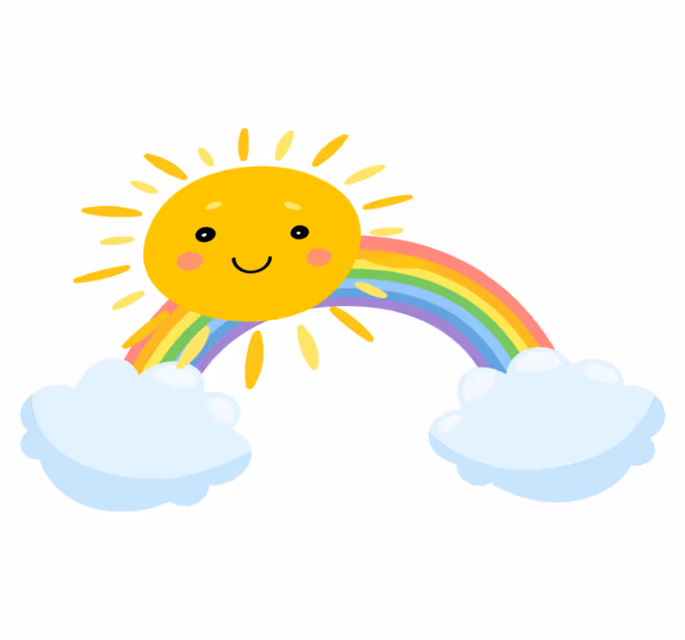 Tapis vinyle pour enfants ciel cartoon soleil et arc-en-ciel - TenStickers