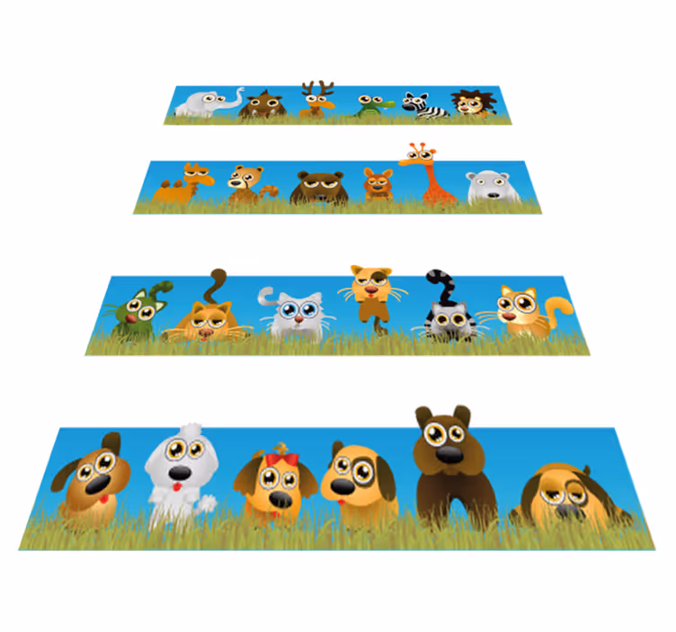 Tapis vinyle pour enfants rayures avec animaux - TenStickers