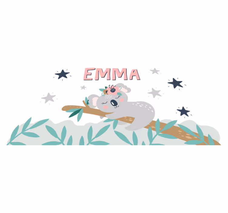 Tapis vinyle pour enfants koala mignon avec prénom - TenStickers
