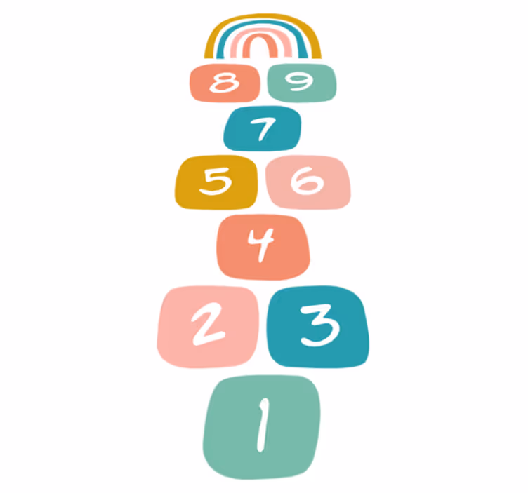 Tapis vinyle pour enfants jeu de marelle arc-en-ciel - TenStickers