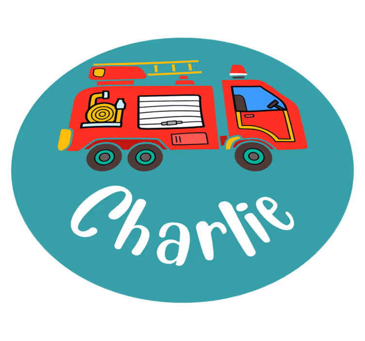 Tapis vinyle pour enfants camion de pompier personnalisé - TenStickers