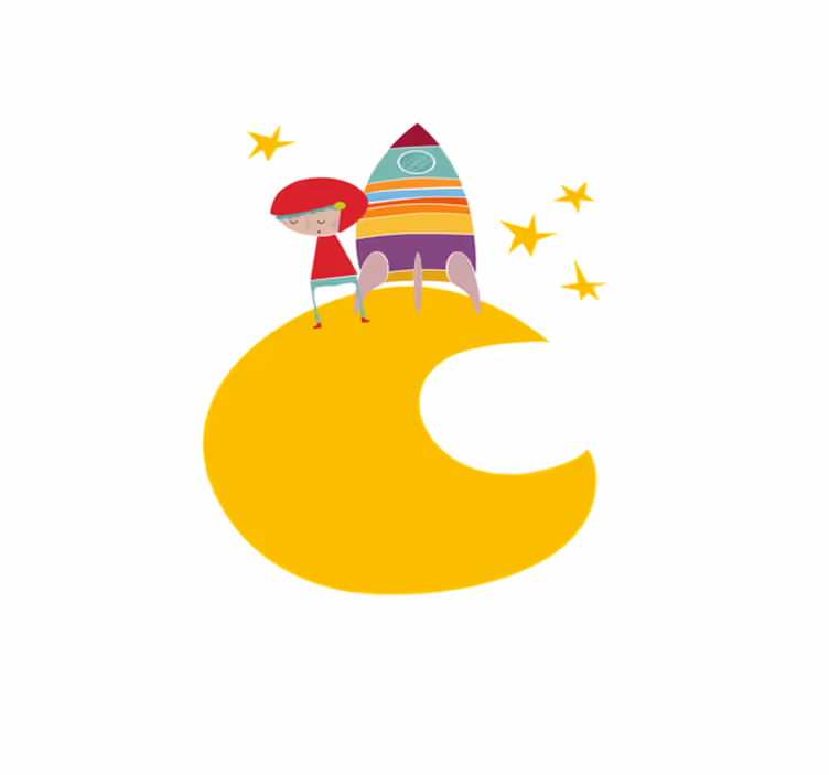 Tapis vinyle pour enfants fusée sur la lune - TenStickers