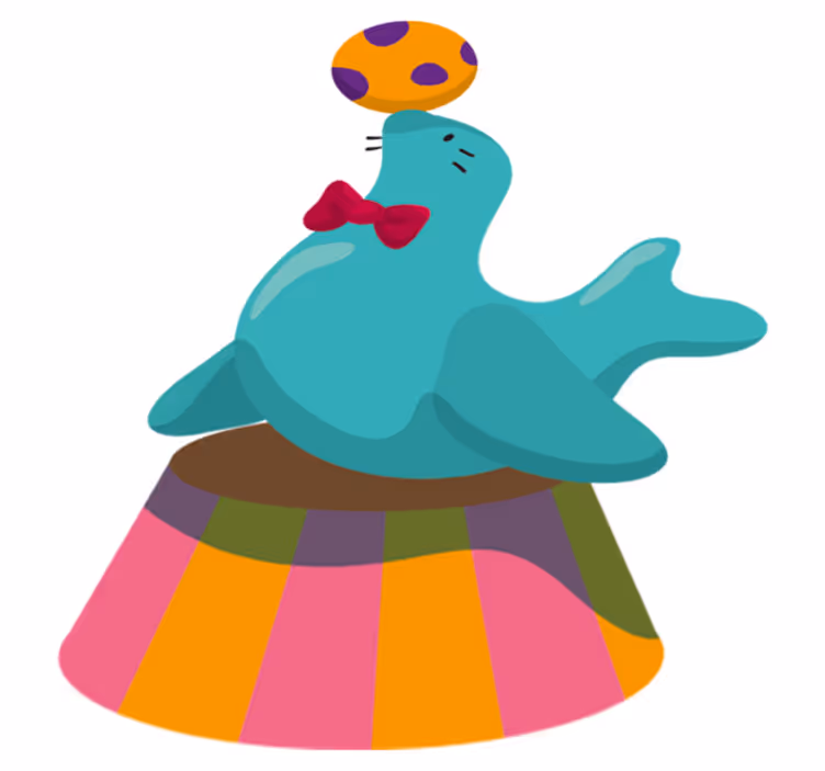 Tapis vinyle pour enfants avec une phoque de cirque - TenStickers