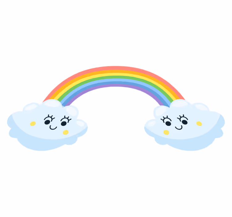 Tapis vinyle pour enfants nuages mignons arc-en-ciel - TenStickers