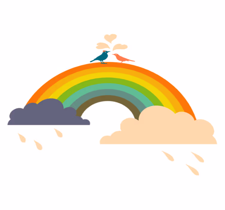 Tapis vinyle pour enfants oiseaux sur arc-en-ciel - TenStickers