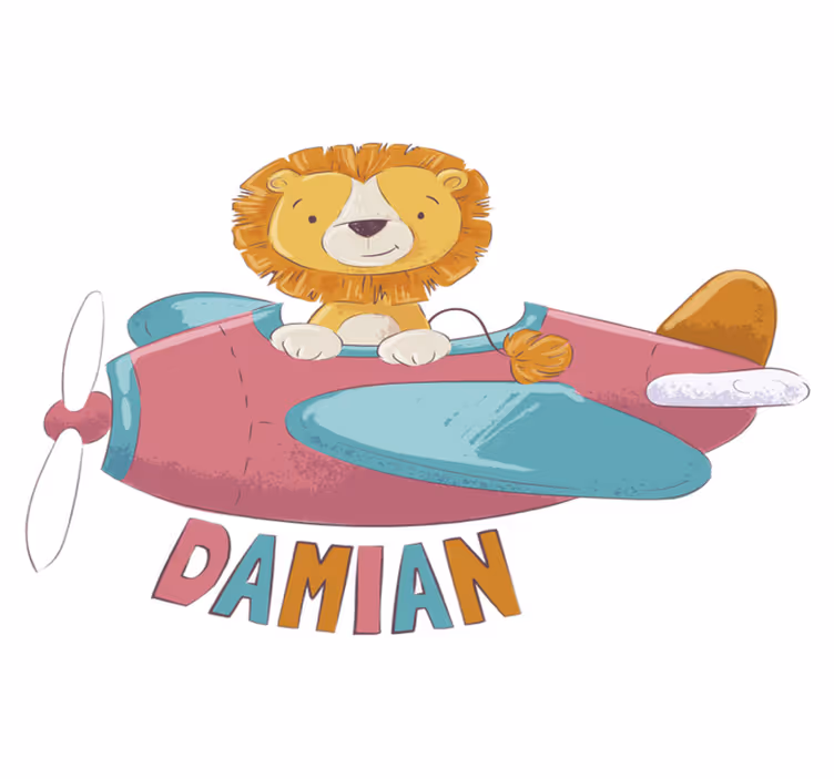 Tapis vinyle pour enfants lion avec prénom - TenStickers