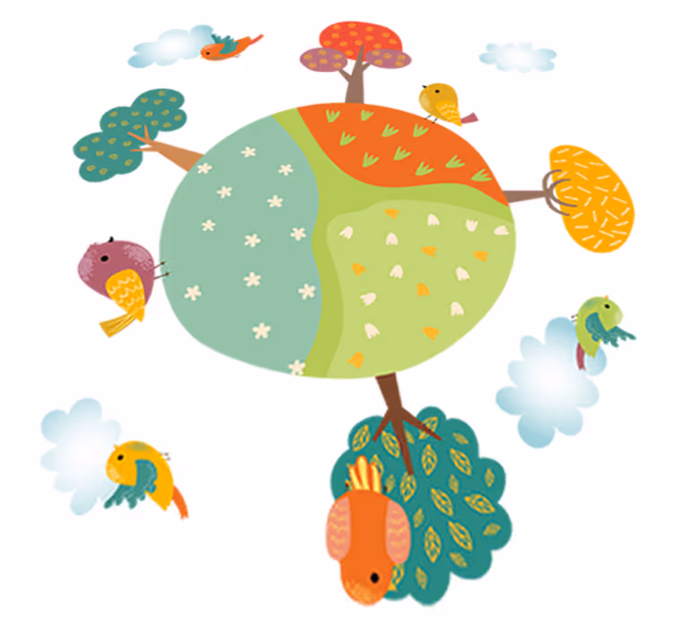 Tapis vinyle pour enfants printemps circulaire avec animaux - TenStickers