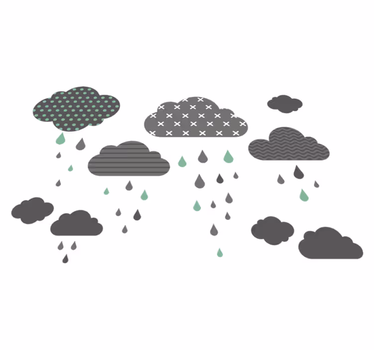 Tapis vinyle pour enfants nuages gris pluvieux - TenStickers