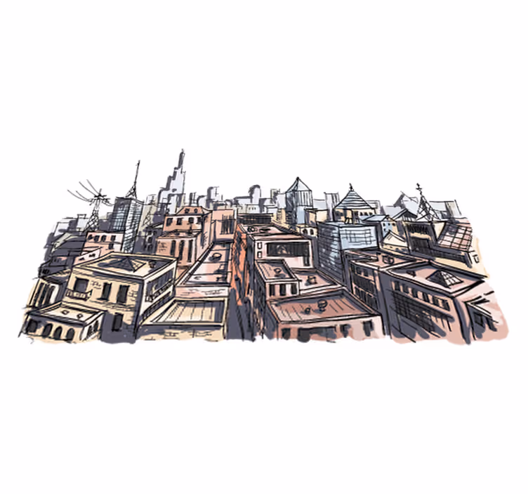 Tapis vinyle chambre aquarelle urbaine - TenStickers