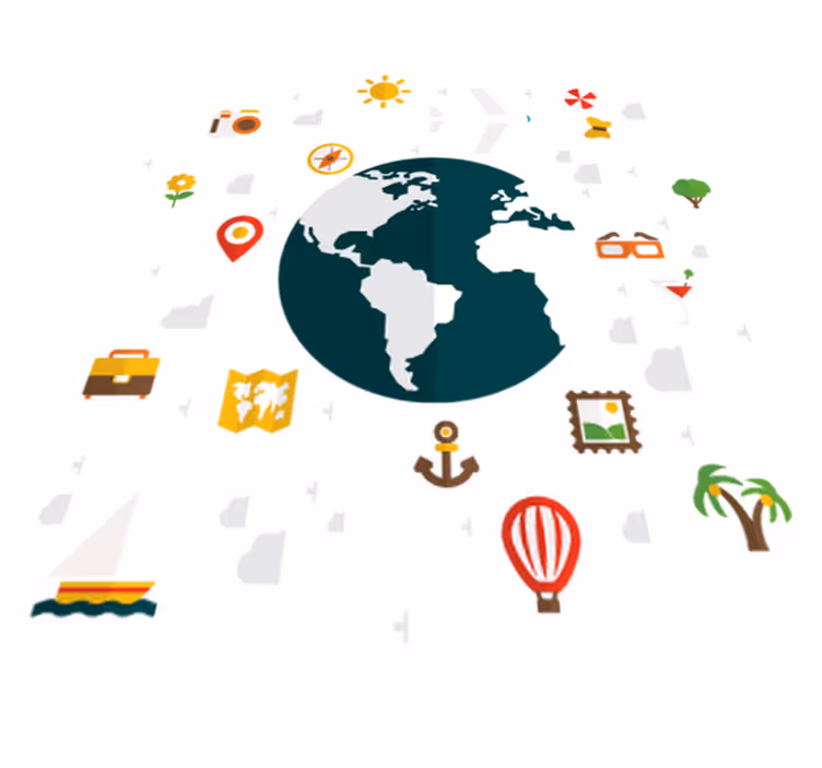 Tapis vinyle chambre voyage autour du monde - TenStickers