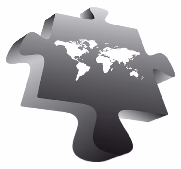 Tapis vinyle carte du monde pièce de puzzle noire - TenStickers