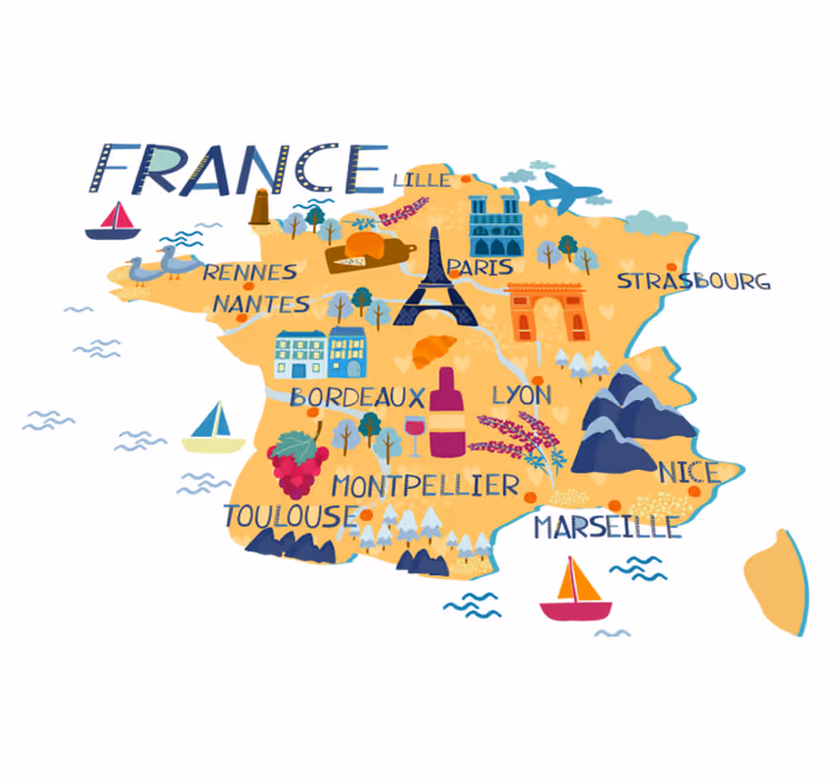 Tapis vinyle carte du monde culture française - TenStickers
