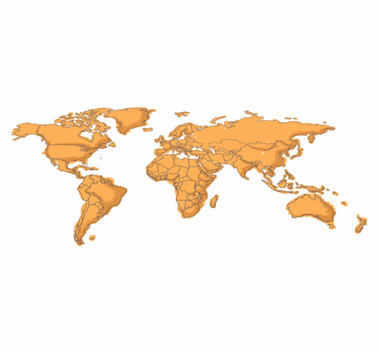 Tapis vinyle carte du monde simples contours politiques - TenStickers