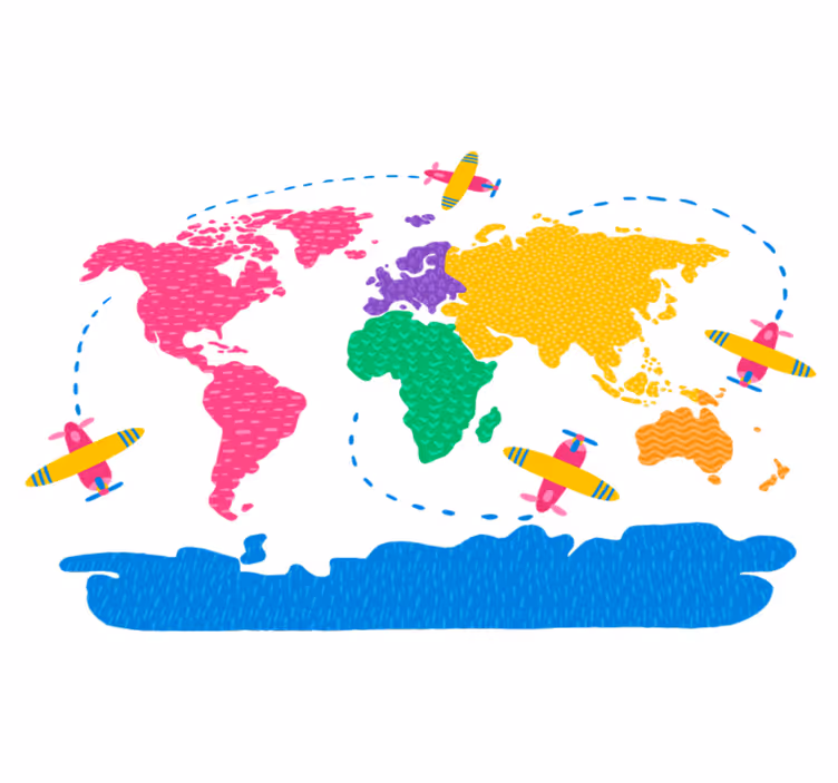 Tapis vinyle carte du monde voyages - TenStickers