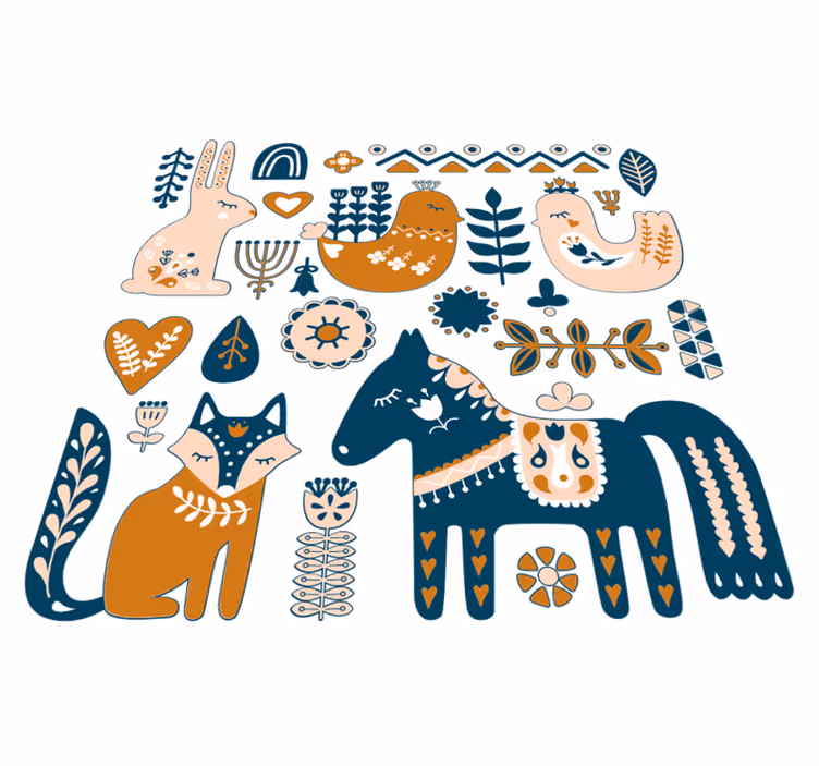 Tapis vinyle pour enfants style nordique animaux de la forêt - TenStickers