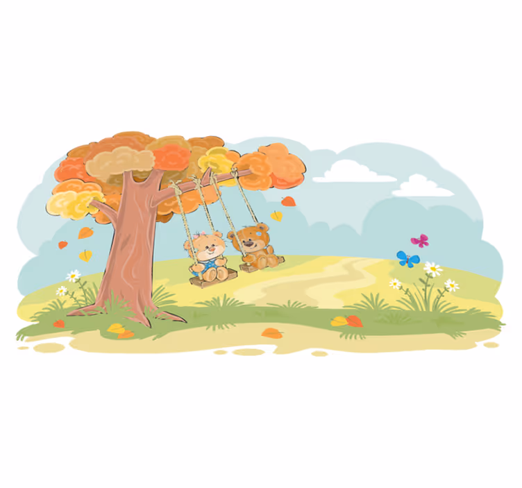 Tapis vinyle pour enfants ours en peluche dans les bois - TenStickers