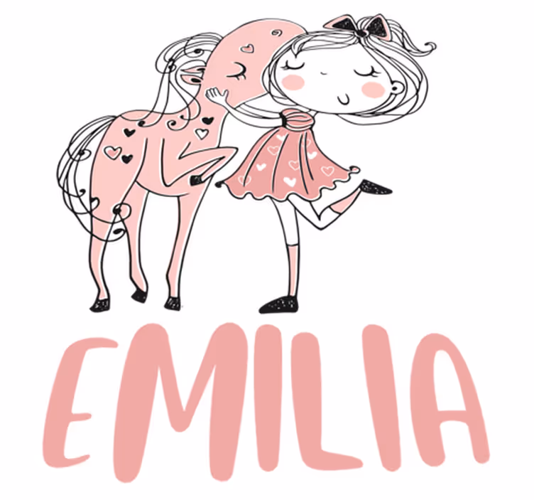 Tapis vinyle pour enfants princesse en robe rose et cheval - TenStickers