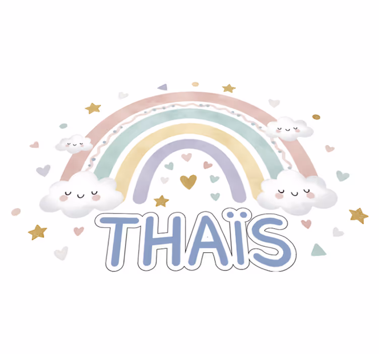 Tapis vinyle pour enfants arc-en-ciel avec nom - TenStickers