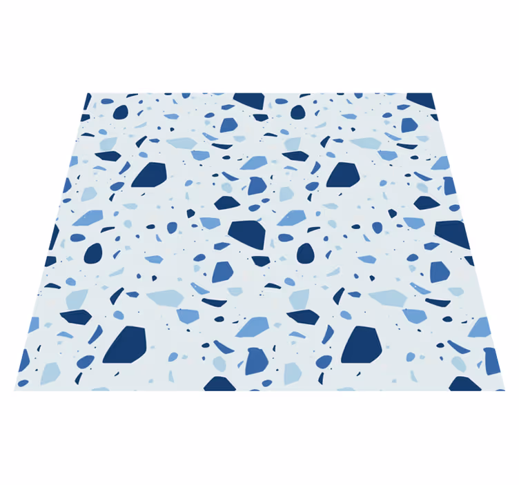 Tapis vinyle salle de bain bleu terrazzo - TenStickers