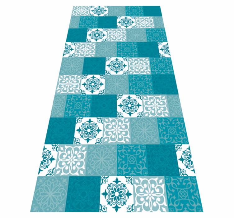 Tapis vinyle salle de bain carreaux turquoise - TenStickers