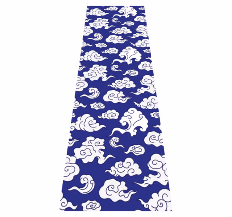 Tapis vinyle salle de bain nuages blancs fond bleu - TenStickers