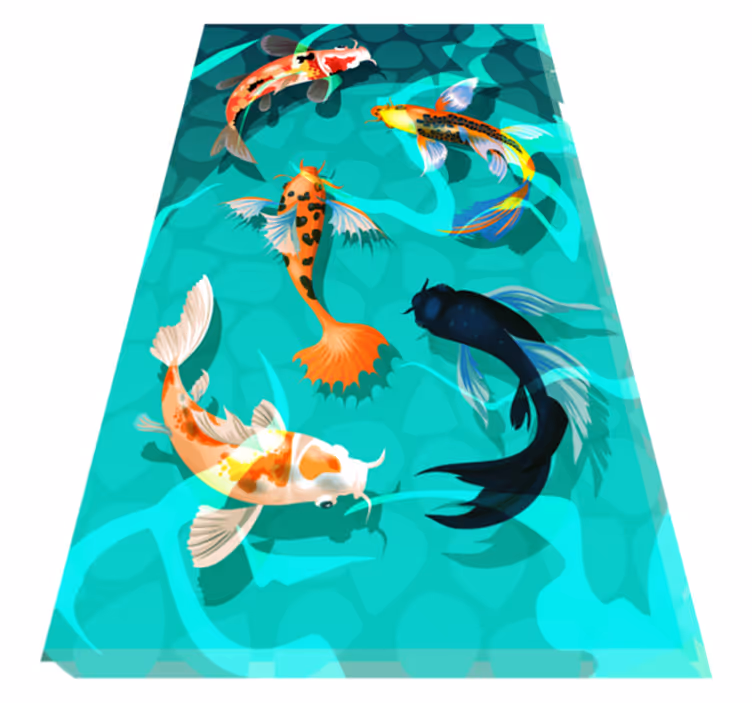 Tapis vinyle salle de bain douche koi - TenStickers